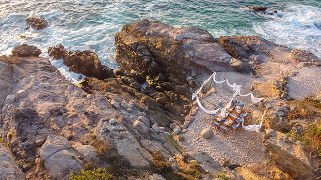 Wedding table on beach in Punta Mita
