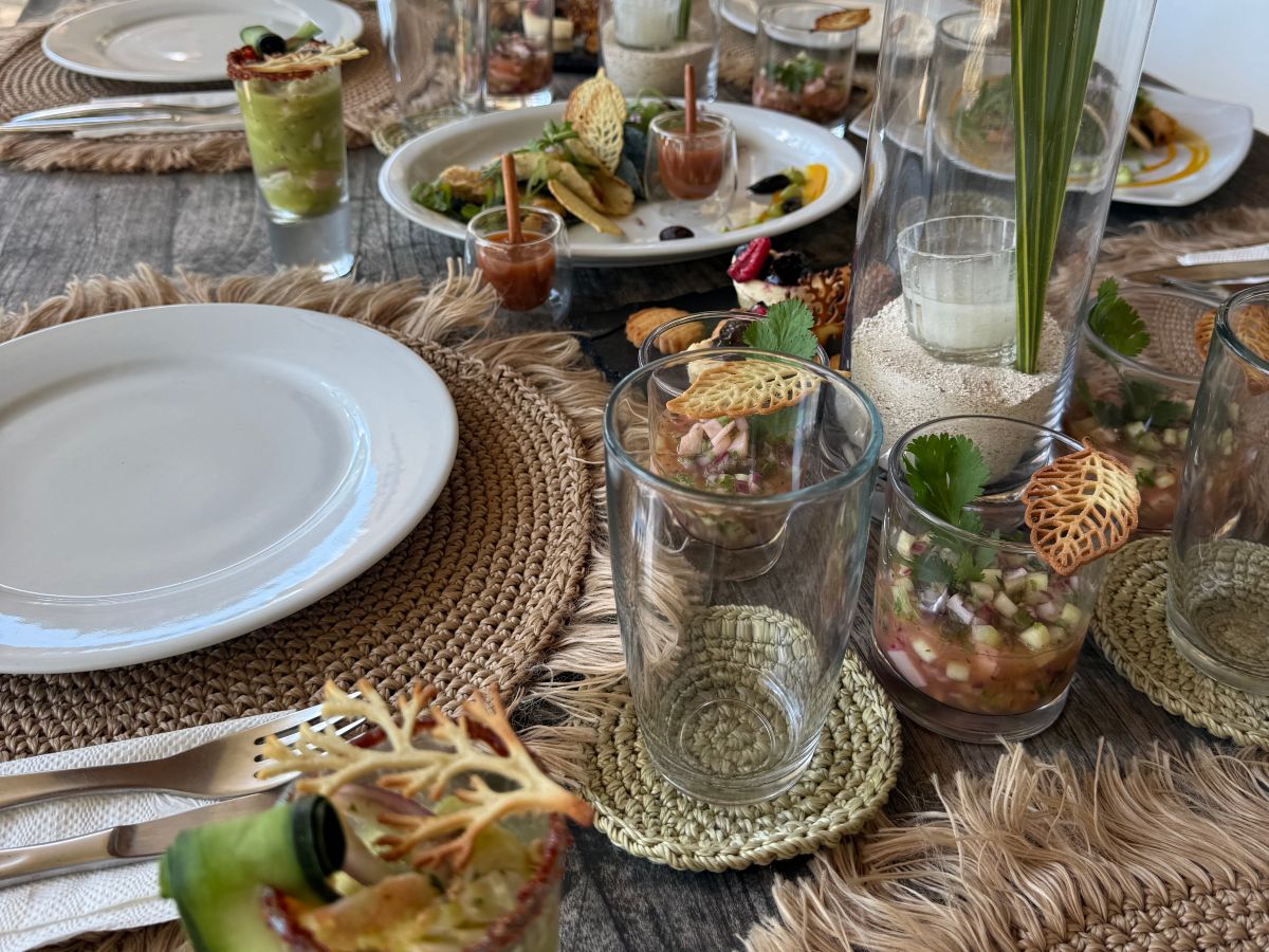 Agave Villas Mexico team enjoying gourmet lunch at Casa del Agua restaurant in Playa del Carmen near Puerto Aventuras, Riviera Maya